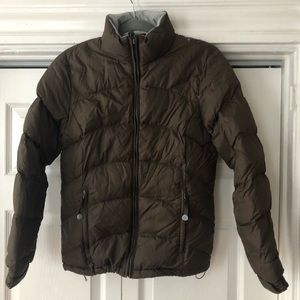 LLBean brown puffer jacket size XS